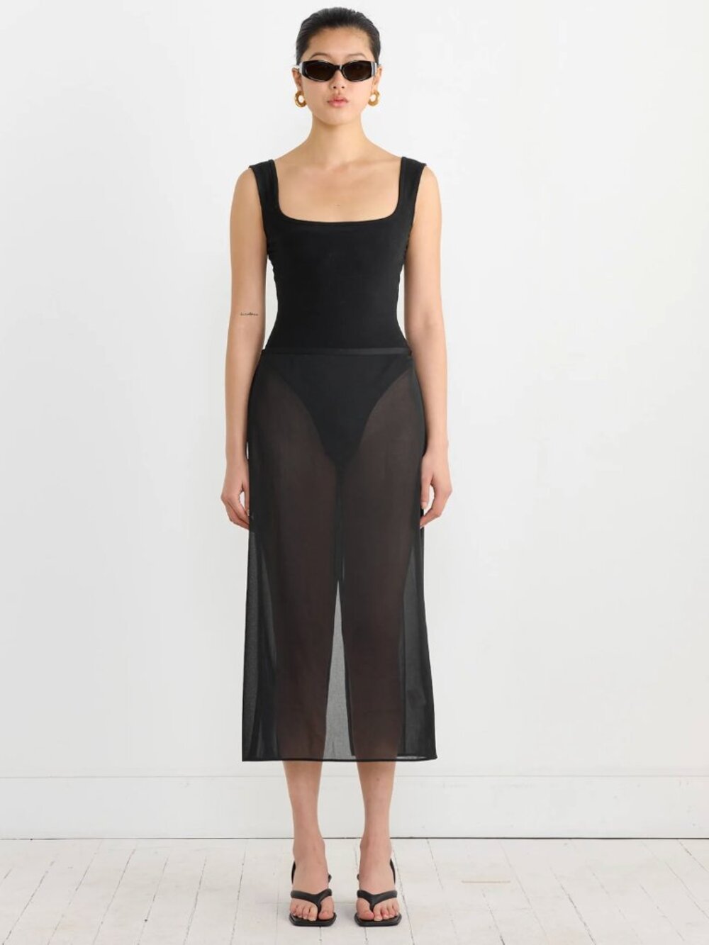 TIBI Sheer Black Pencil Skirt XS